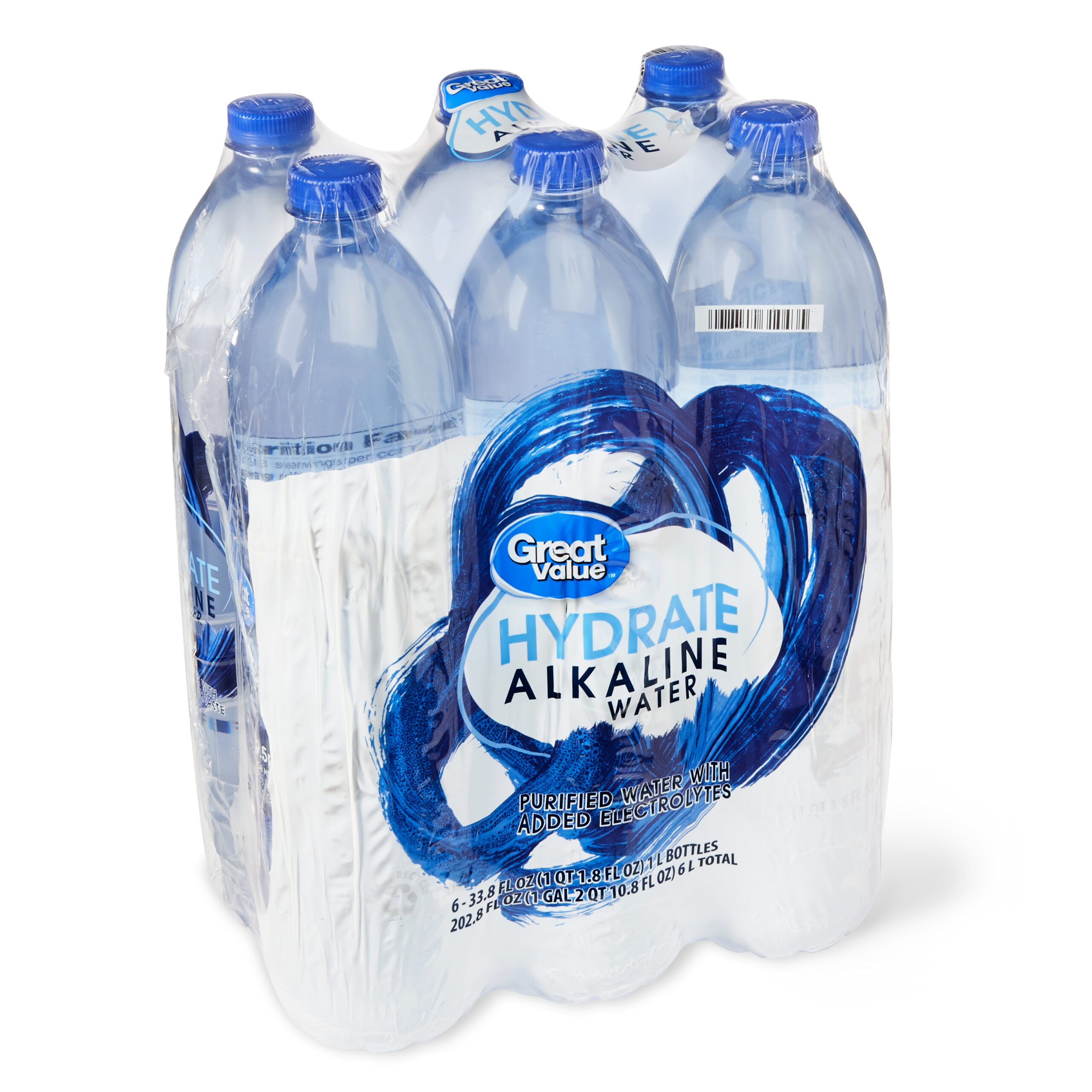 Great Value Hydrate Alkaline Water, 1L, 6 Count CrowdedLine Delivery