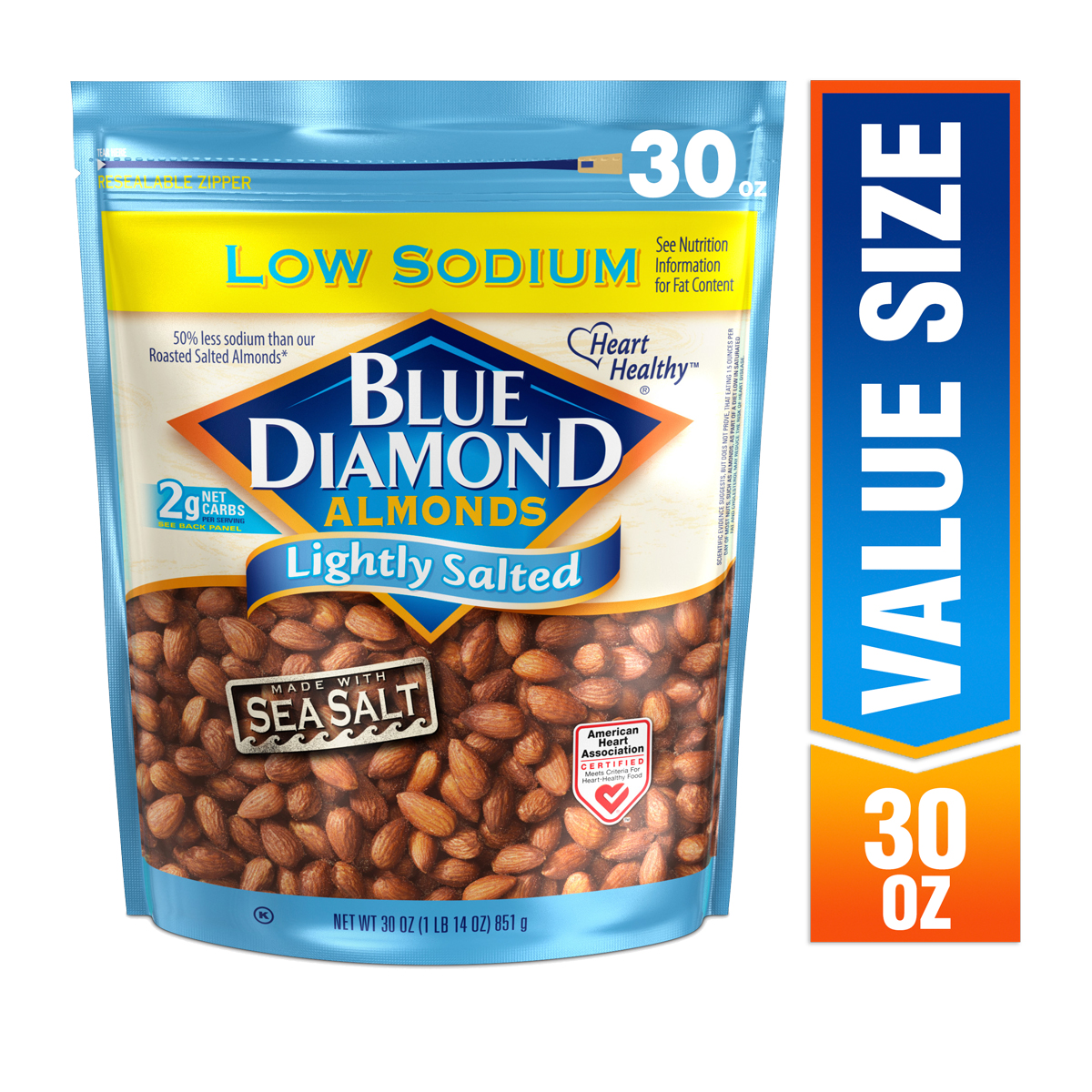 Nebu Kamp Mekanisk Blue Diamond Almonds Low Sodium Lightly Salted, 30.0 OZ – CrowdedLine  Delivery