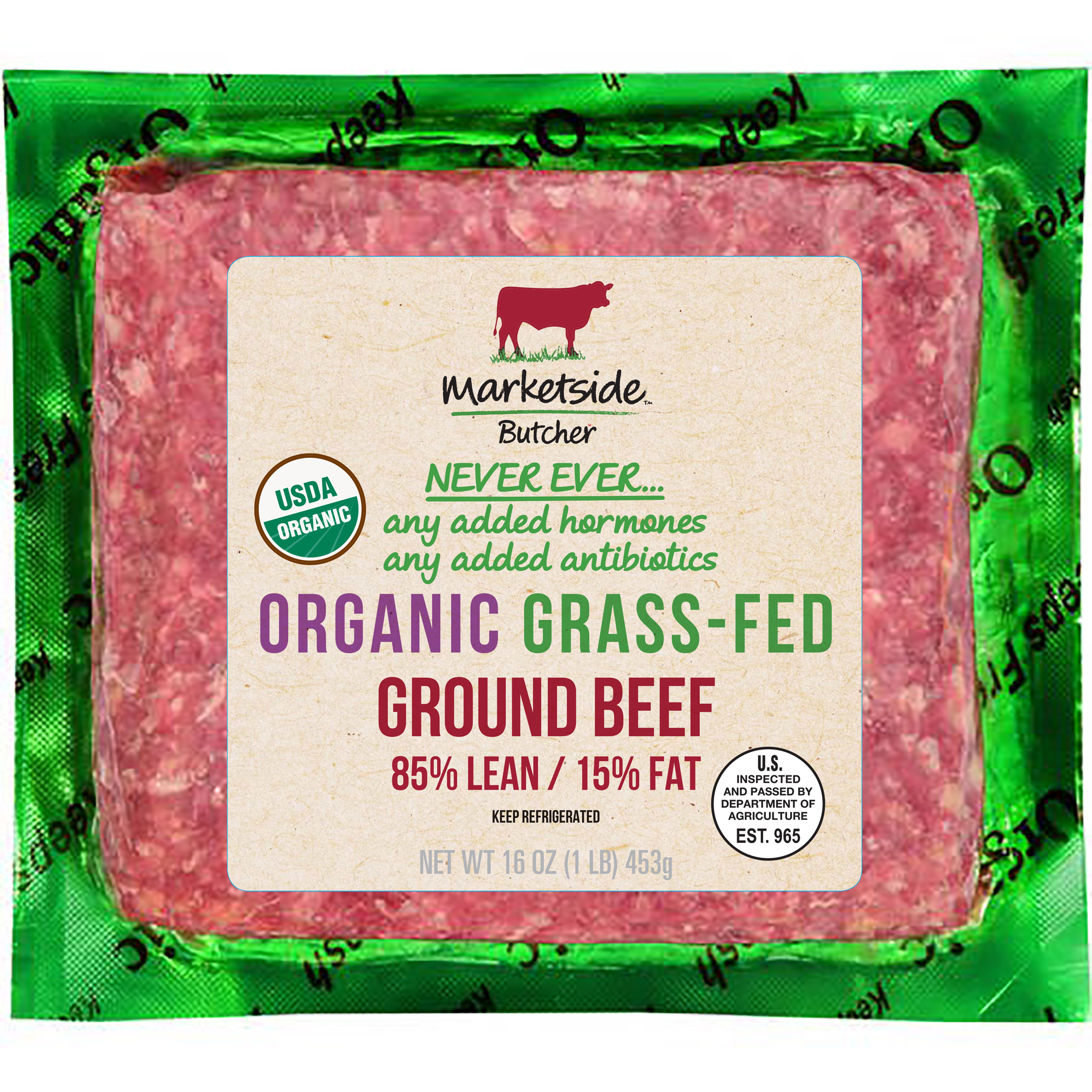 Marketside Butcher Organic Grass-Fed 9% Lean/9% Fat, Ground Beef